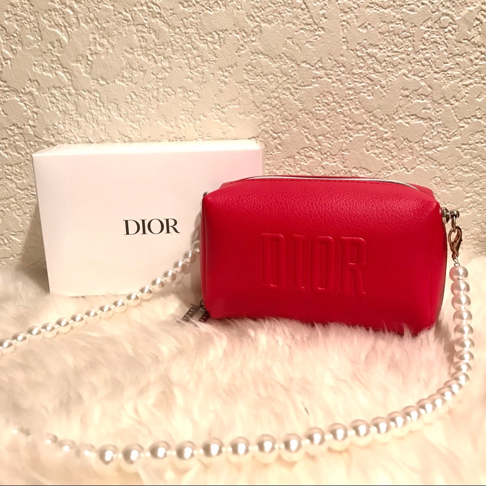 Dior Red Bag Crossbody Pouch Handbag Cosmetic Bag Clutch